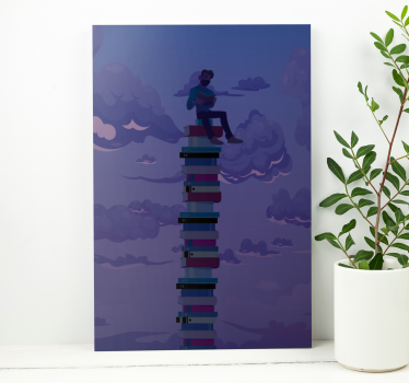 Tableau vintage livres empilés vers le ciel - TenStickers
