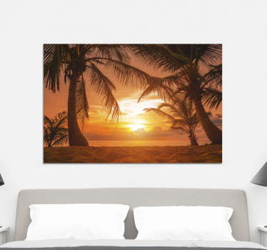 Tête de lit tableau Coucher de soleil sur la plage - TenStickers