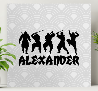 Tableau super héros action de silhouette de ninja - TenStickers