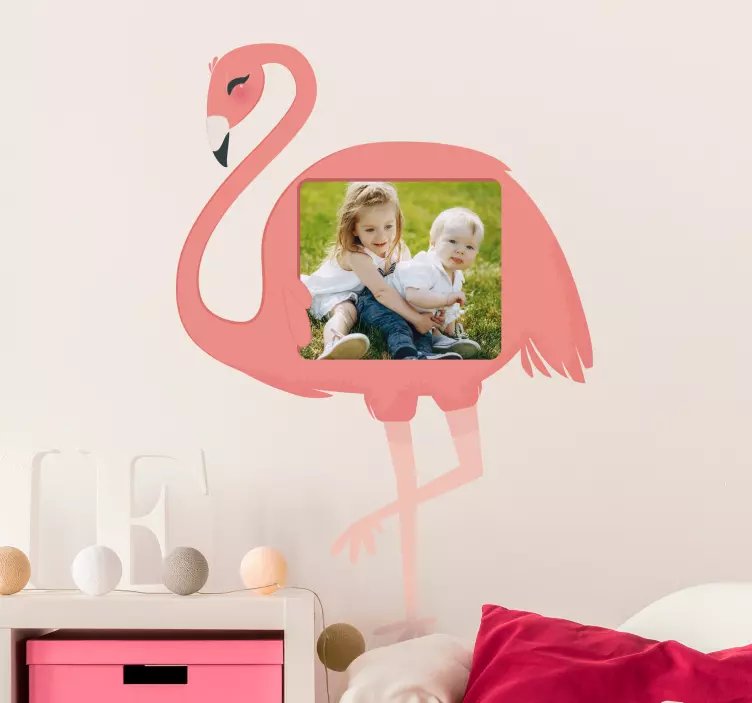 Sticker chambre enfant porte-photo flamant rose - TenStickers