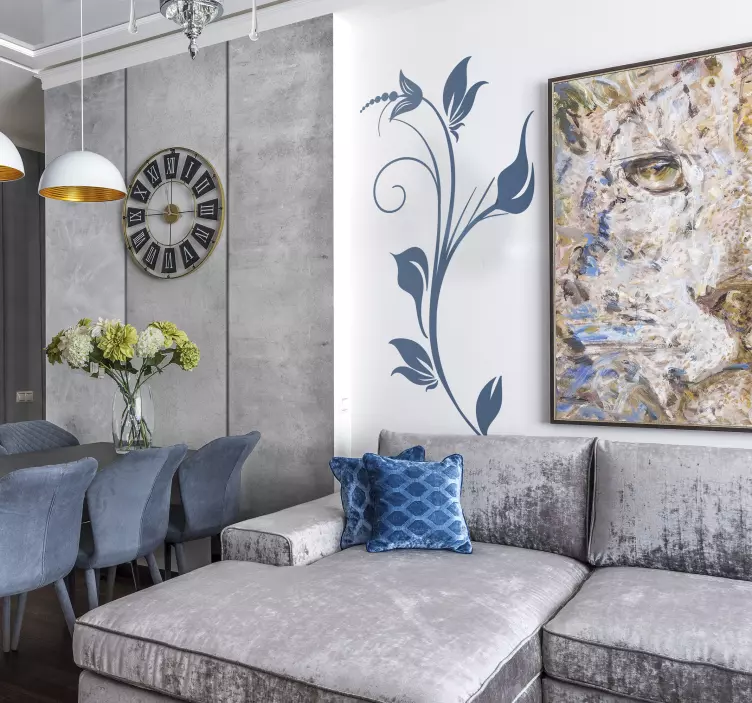 Sticker décoratif fleurs monochrome - TenStickers