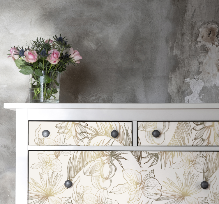 Papier autocollant meuble fleurs des tropiques - TenStickers