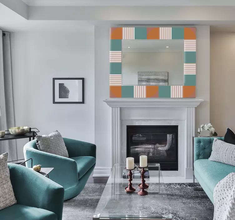 Sticker miroir cadre géométrique coloré - TenStickers