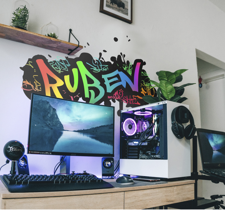 Sticker mural enfant graffiti prénom personnalisable - TenStickers