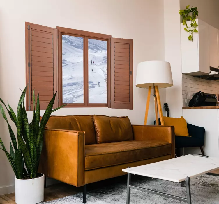 Sticker fenêtre qui donne sur une piste de ski - TenStickers