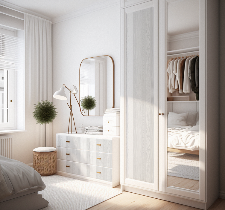 Adhésif meuble imitation bois blanc - TenStickers