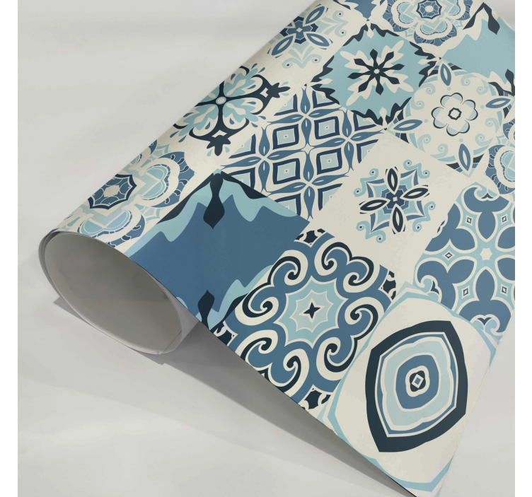 Papier autocollant meuble imitation carreaux de faïence bleus - TenStickers