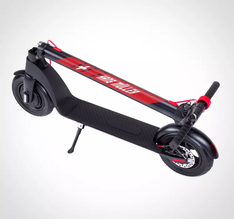 Autocollant trottinette drapeau suisse et nom - TenStickers