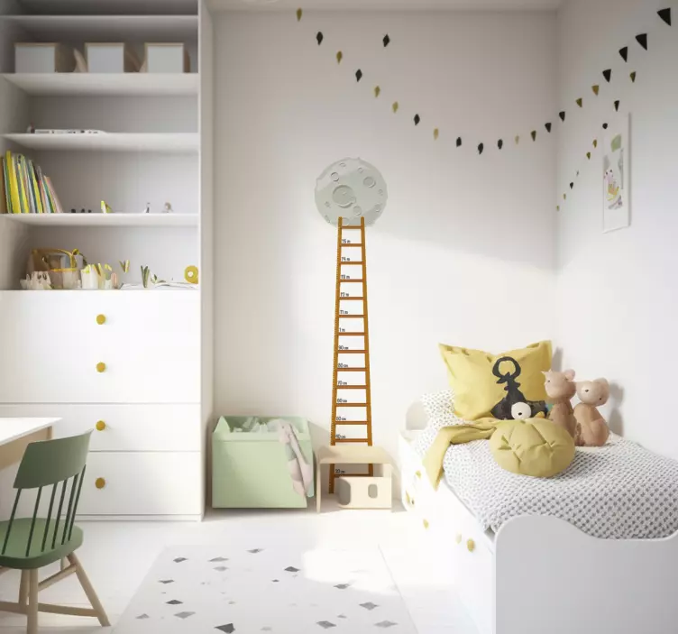 Sticker mural enfant échelle mesureur lune - TenStickers