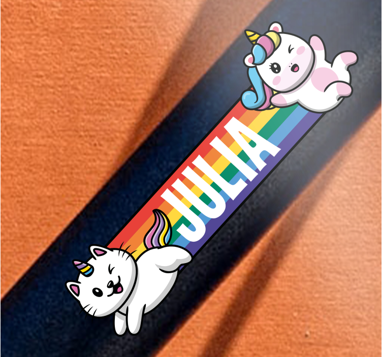 Autocollant vélo arc-en-ciel chat et licornes - TenStickers