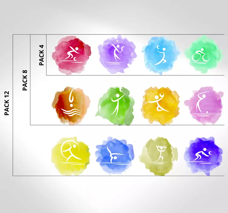 Sticker sport icônes athlétiques colorées - TenStickers