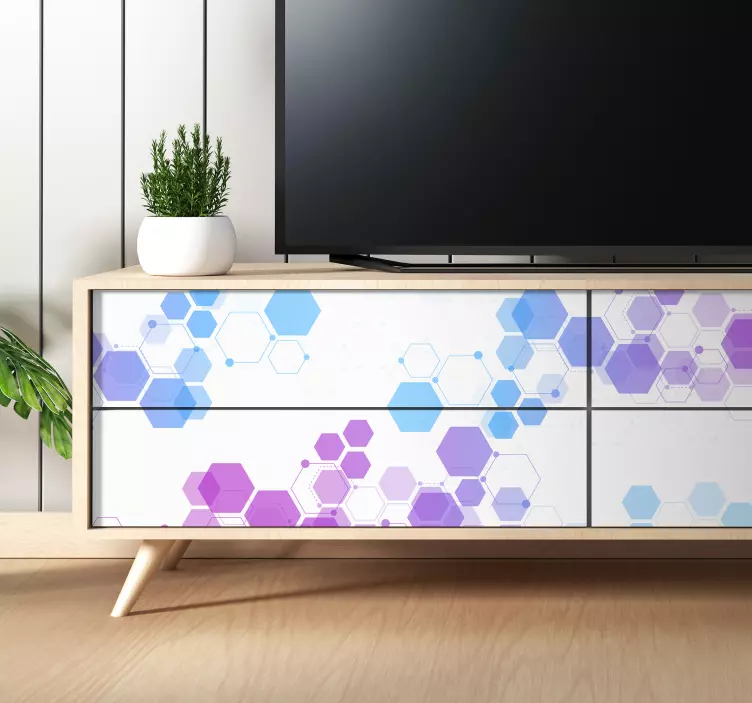 Sticker meuble hexagones tons violets - TenStickers