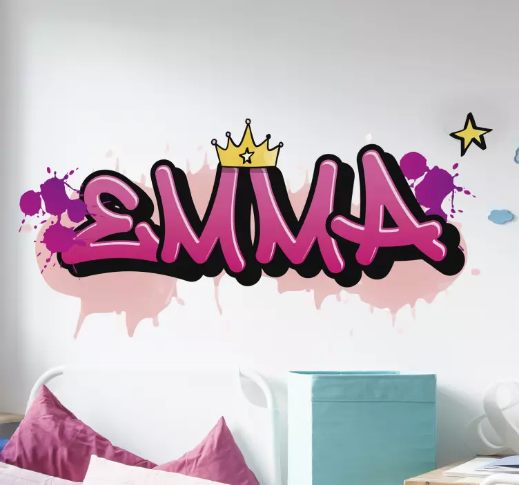 Sticker chambre enfant personnalisé graffiti pour les filles - TenStickers