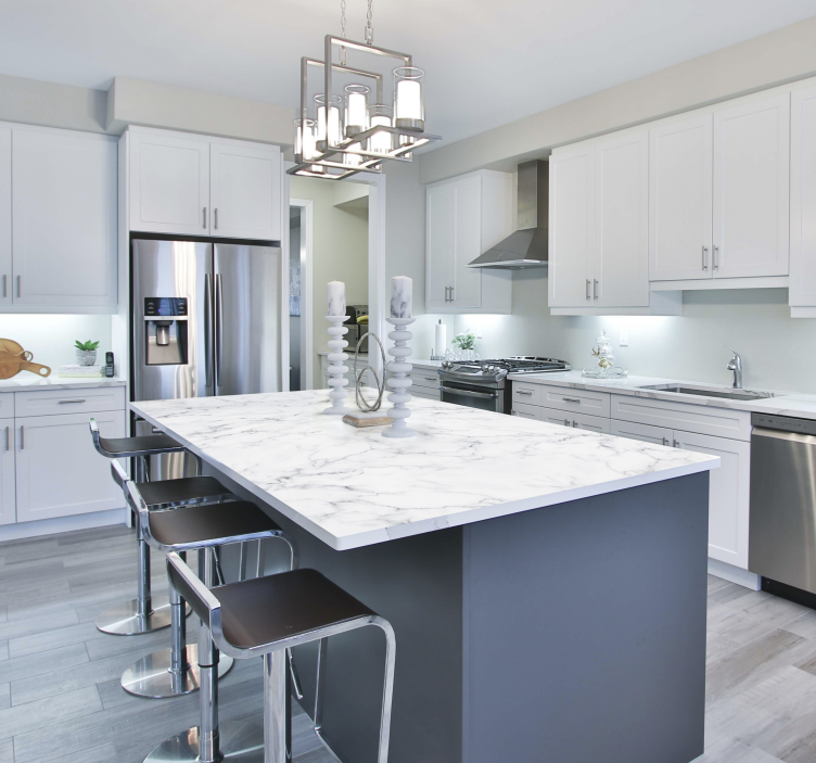 Papier autocollant meuble effet marbre blanc - TenStickers