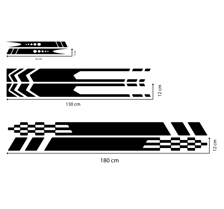 Autocollant voiture kit de 3 bandes flèches et damier - TenStickers