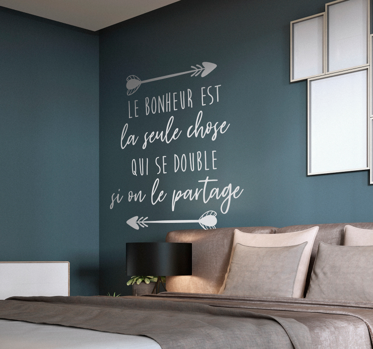 Sticker mural chambre citation de partage de bonheur - TenStickers