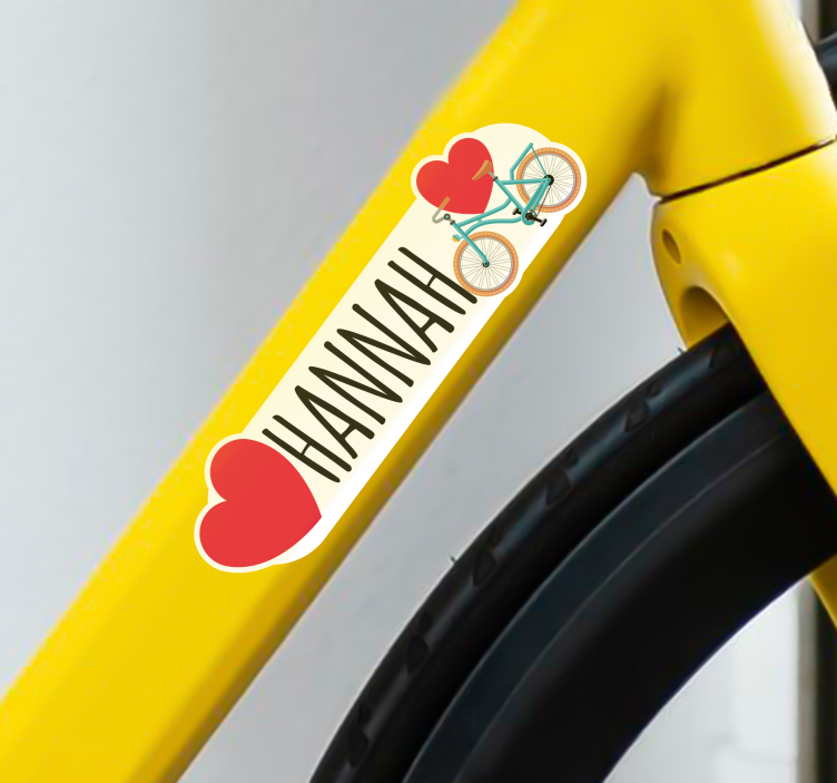 Sticker vélo à deux coeurs avec prénom - TenStickers