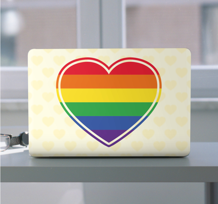Sticker Ordinateur Portable Gay pride plat en forme de coeur - TenStickers
