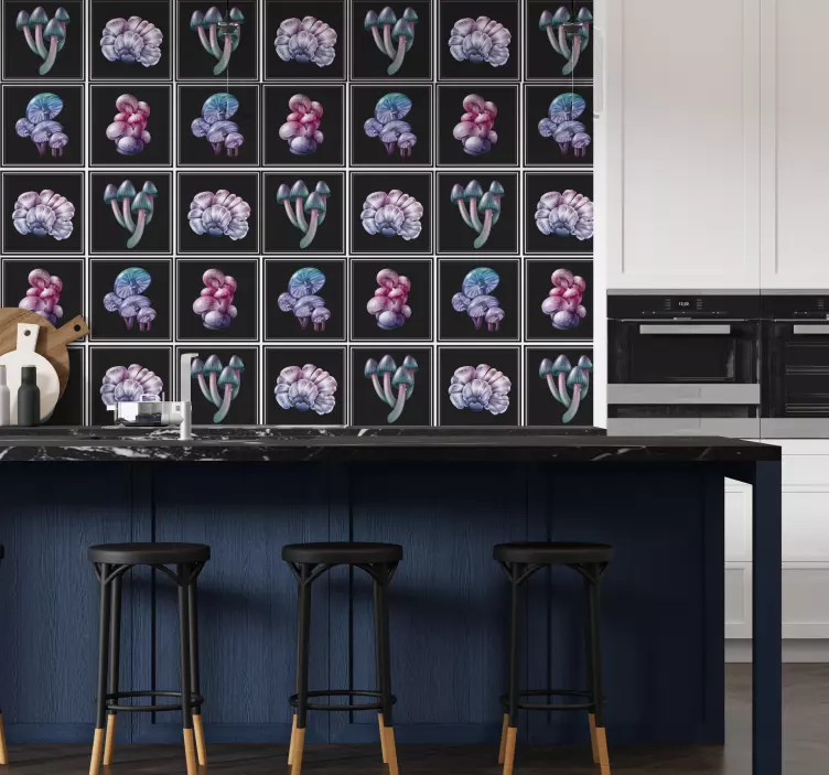 Sticker carrelage champignons magiques - TenStickers