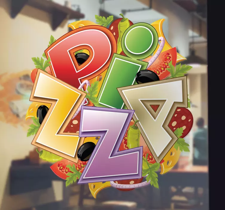 Autocollant vitrine logo pizzeria - TenStickers