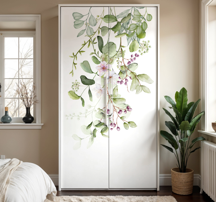 Adhésif meuble fleurs et feuilles - TenStickers