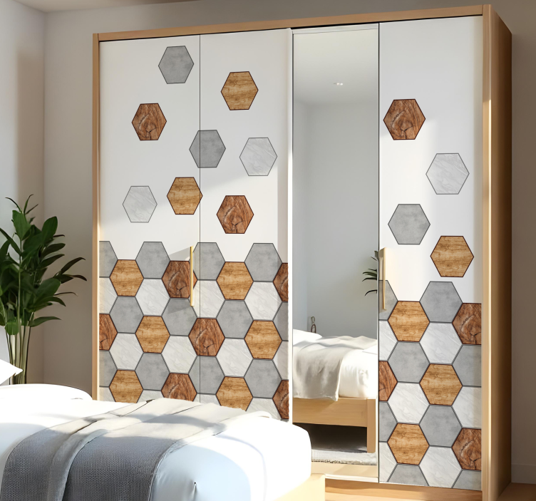 Adhésif meuble texture de tuiles hexagonales - TenStickers
