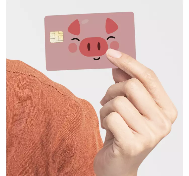 Autocollant carte bancaire adorable cochon rose - TenStickers