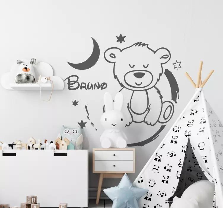 Sticker chambre enfant ours mignon avec étoiles - TenStickers