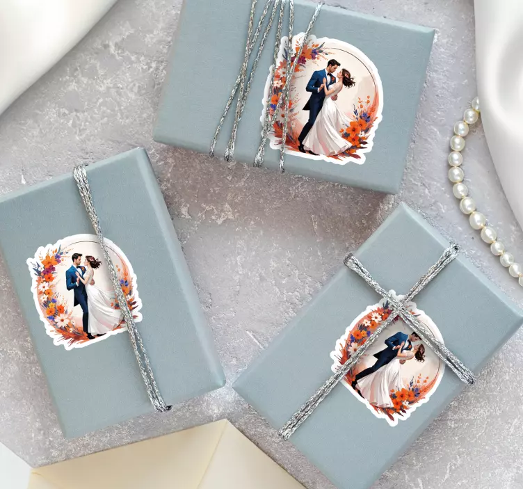 Sticker mariage illustration de mari et femme - TenStickers