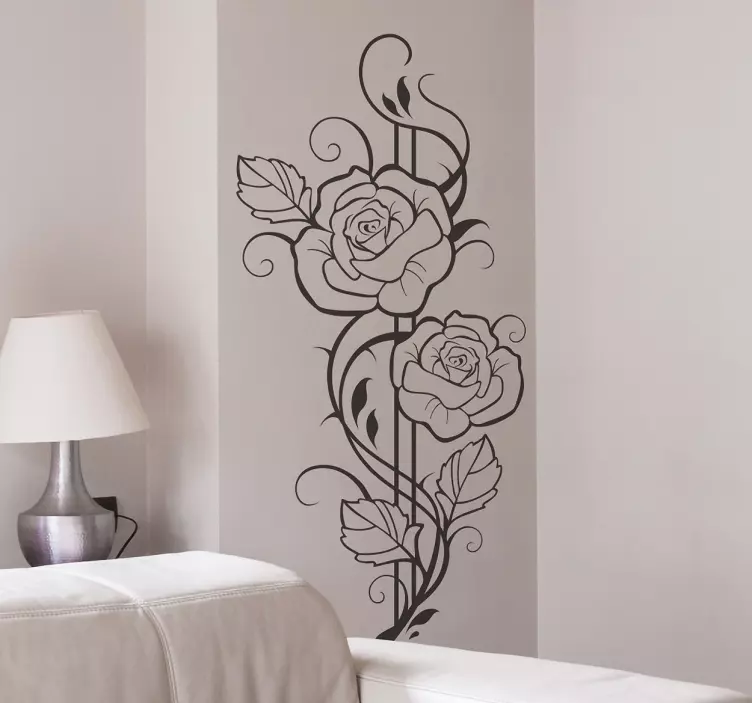 autocollant mural floral roses modernistes - TenStickers