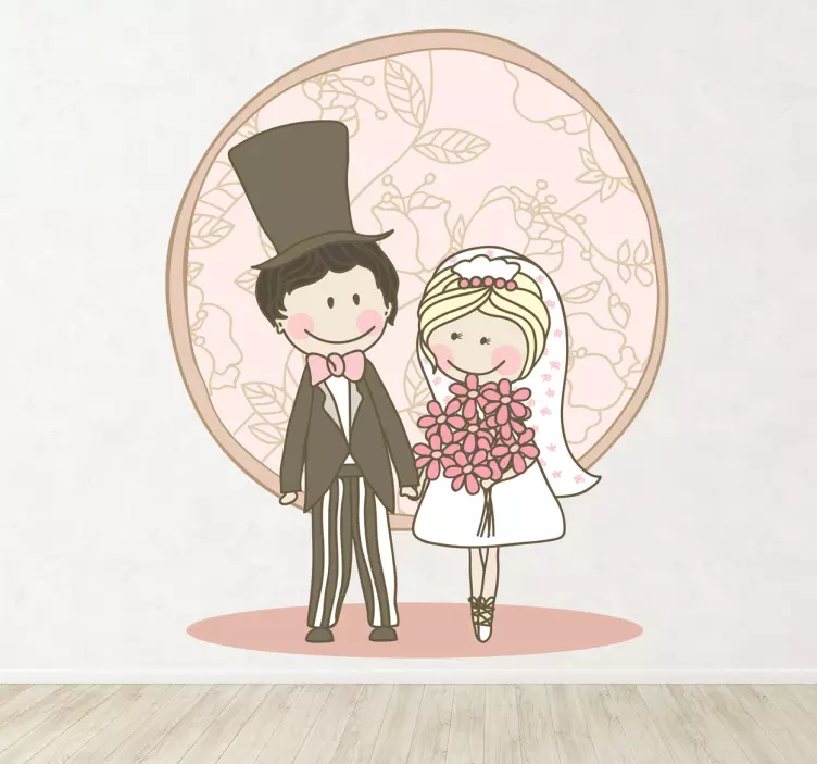 Autocollant mural mariage lune rose - TenStickers