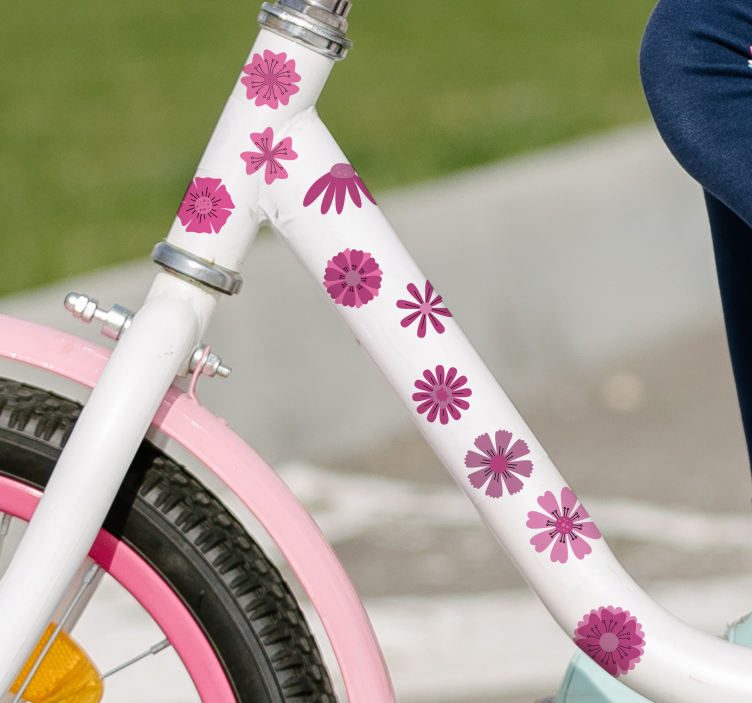 Autocollant vélo gracieuses fleurs roses - TenStickers