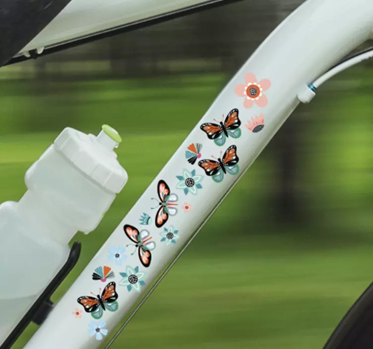 Autocollant vélo animaux papillons et fleurs - TenStickers