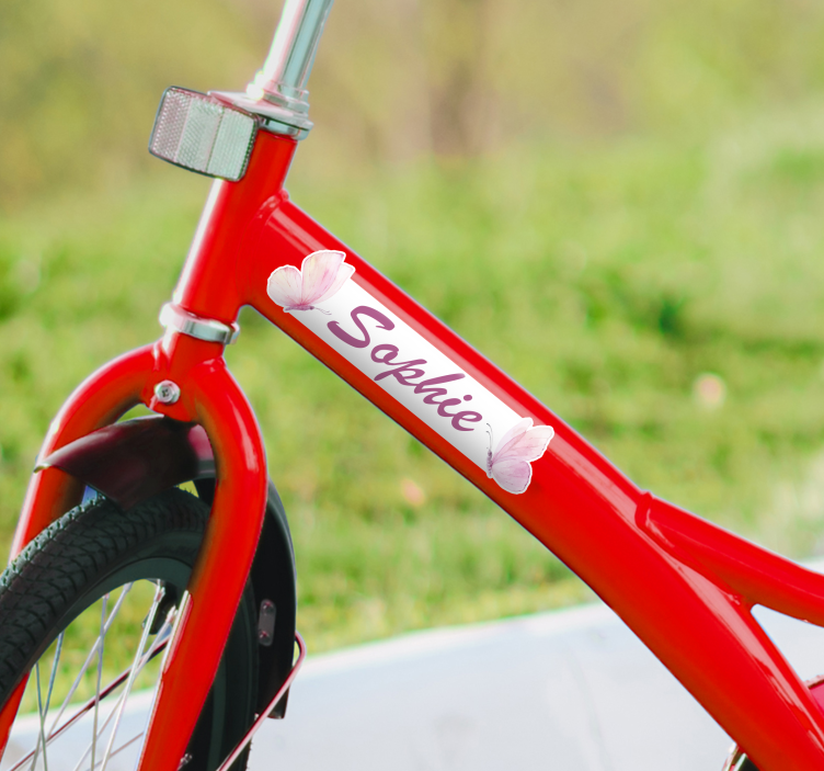 Autocollant vélo petits papillons avec nom - TenStickers