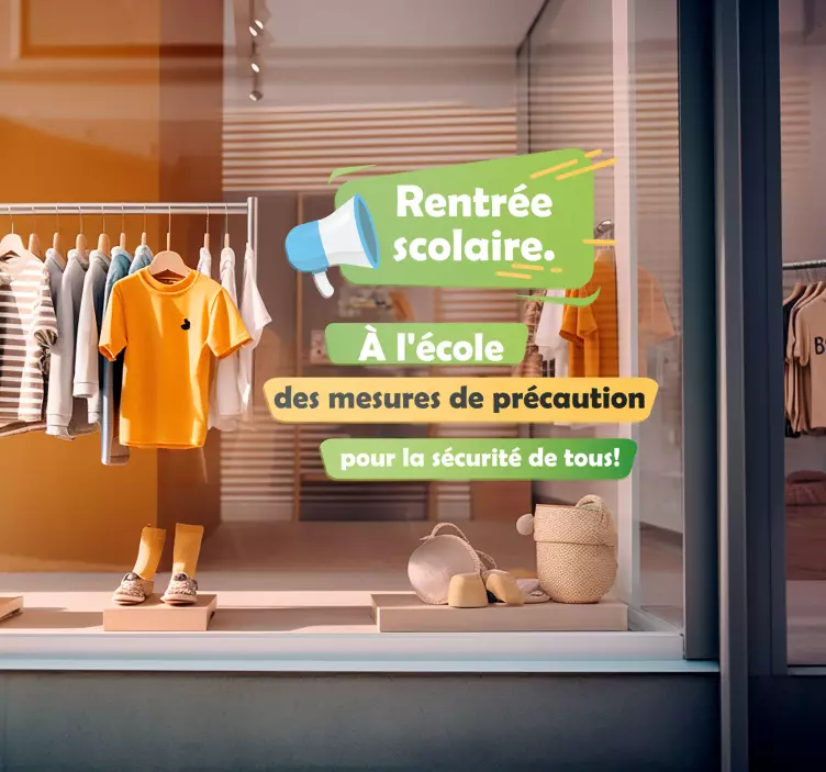 Autocollant vitrine rentrée scolaire vert - TenStickers