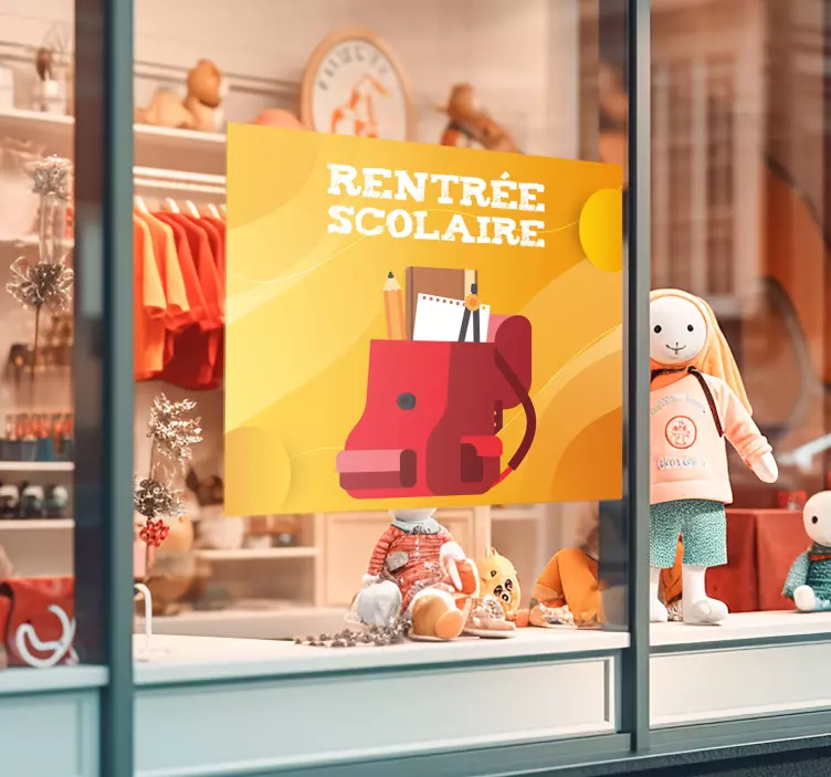Autocollant vitrine soldes rentrée sac à dos - TenStickers