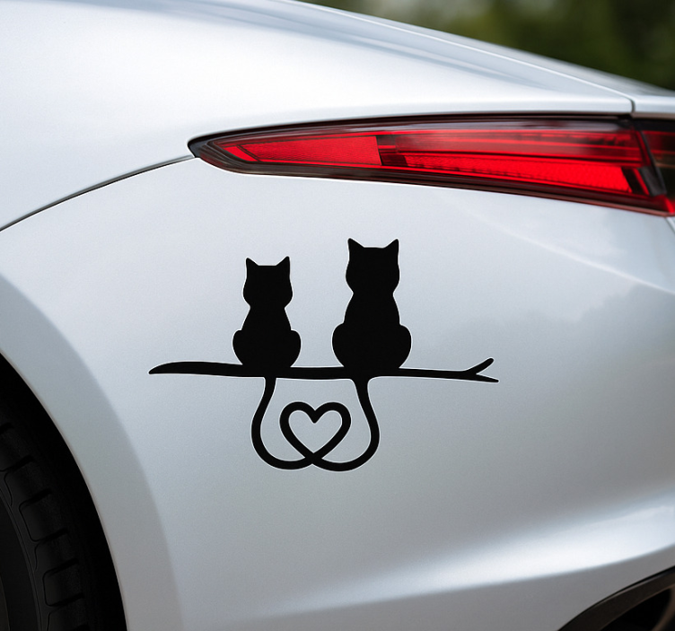 Autocollant voiture cœur de queue de chat - TenStickers