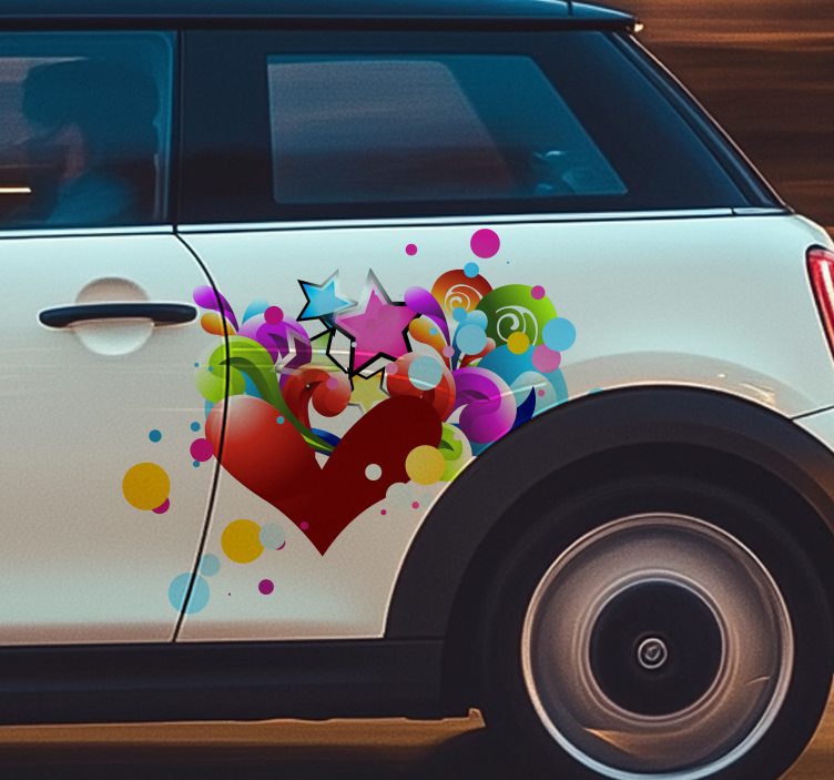 Autocollant voiture joli coeur coloré - TenStickers
