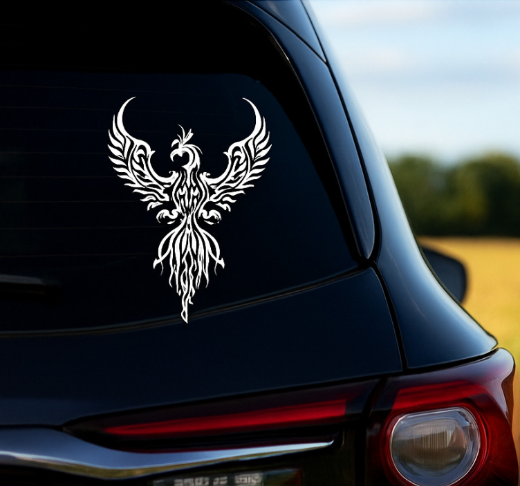Autocollant voiture phoenix blanc en vinyle - TenStickers