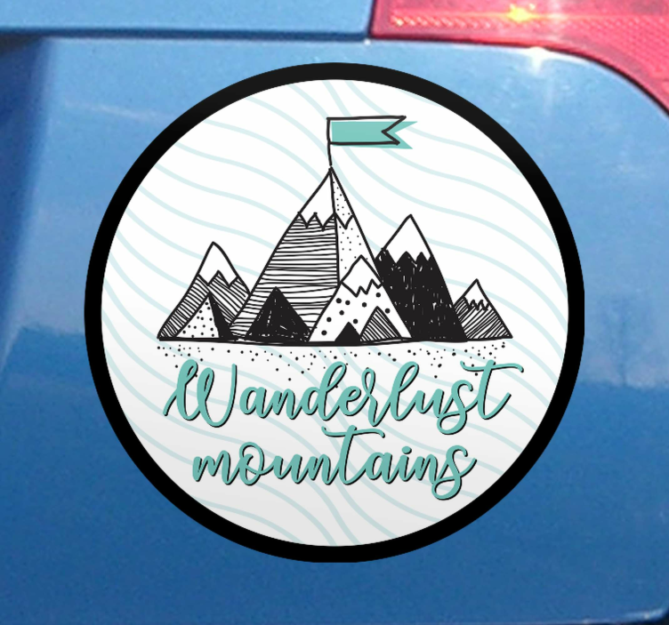 Sticker voiture Wanderlust montagnes - TenStickers