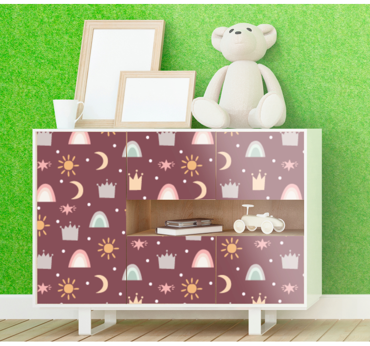 Sticker meuble couronnes et arcs-en-ciel - TenStickers