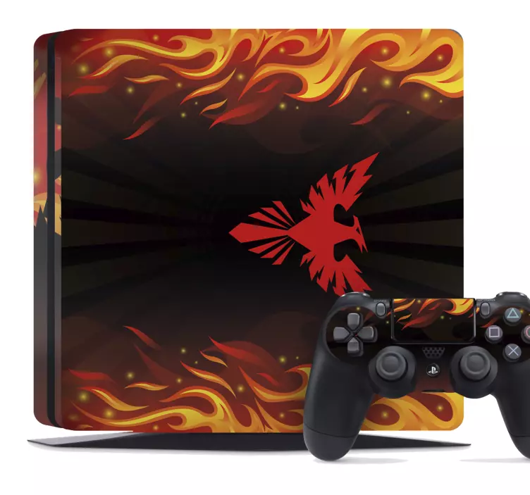Autocollant PS4 oiseau phénix et flammes - TenStickers