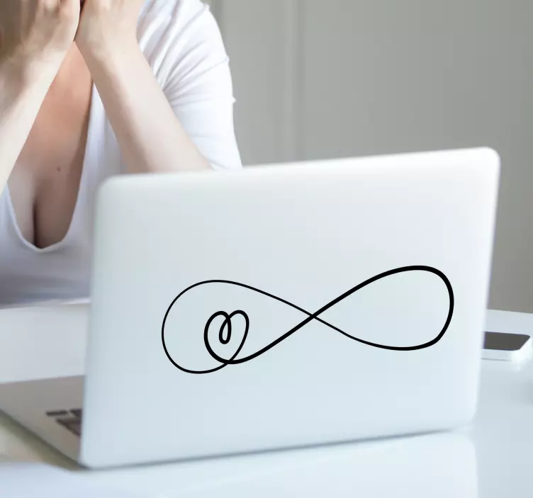 Autocollant ordinateur portable symbole infini et cœur - TenStickers