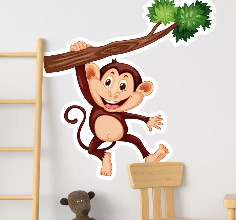 Autocollant animal de compagnie singe effronté se balançant - TenStickers