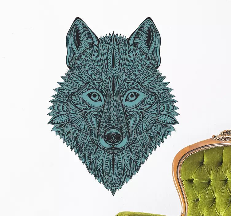 Sticker animaux motif de loup complexe - TenStickers