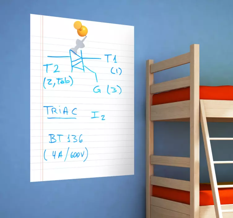 Sticker ardoise blanche page punaise - TenStickers