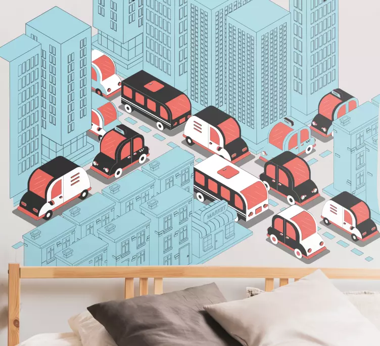 Sticker auto moto illustration de scène de circulation - TenStickers