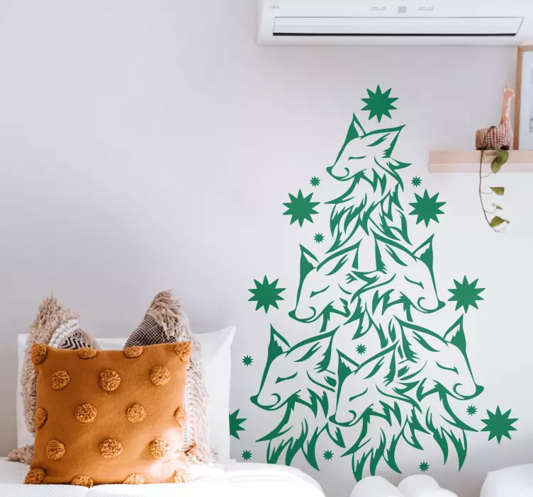 Sticker noël têtes de renard multiples - TenStickers