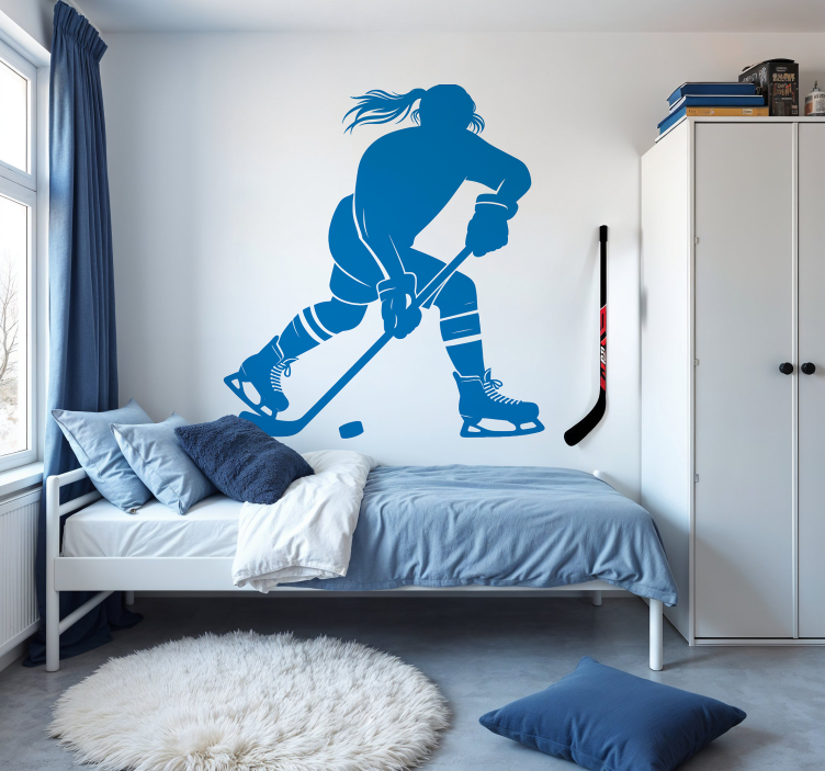Sticker autres sports silhouette de femme de hockey sur glace - TenStickers