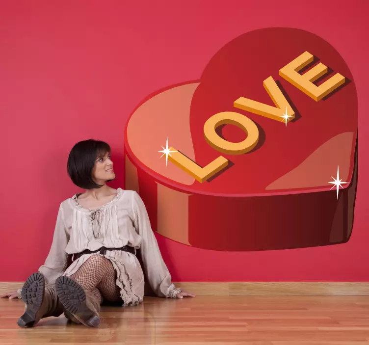 Sticker boite chocolat love - TenStickers